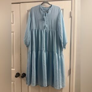 Khaadi Blue Tiered Midi Dress Size Medium
